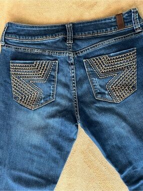 People’s Liberation Crop Jeans Size 6 Studded Chevron Stretch Denim